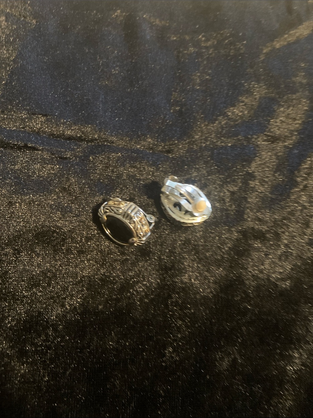 Sterling Silver Black Onyx Clip On Earrings - Picture 2 of 6
